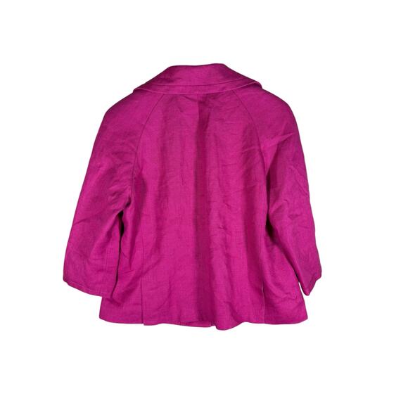 Talbots Petites Linen Blazer 14P Hot Pink 3-Button Jacket Fully Lined - Picture 3 of 10